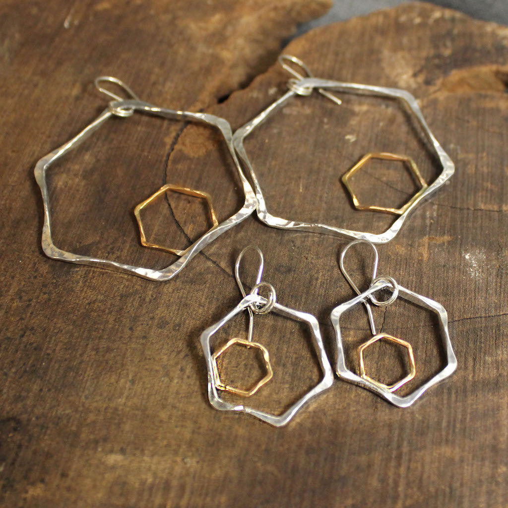 Honeycomb 2-Tone Earrings 