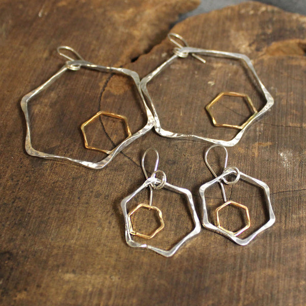 Honeycomb 2-Tone Earrings 