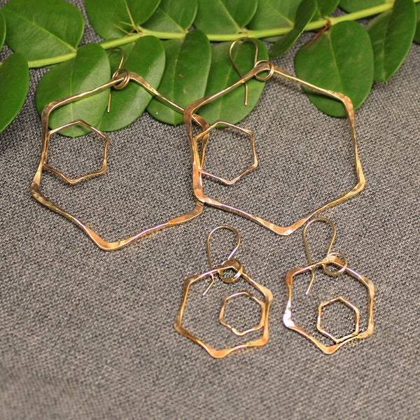 Honeycomb Gold Earrings 