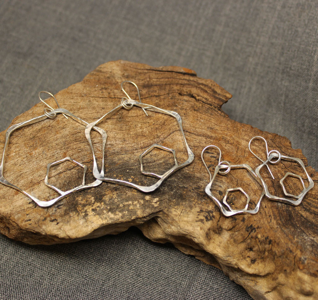 Honeycomb Sterling Silver Earrings 
