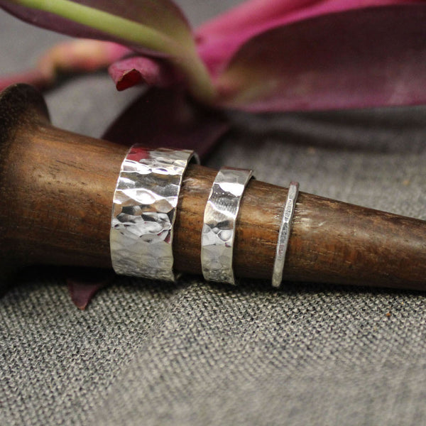 Sterling Silver Hammered Stacking Rings