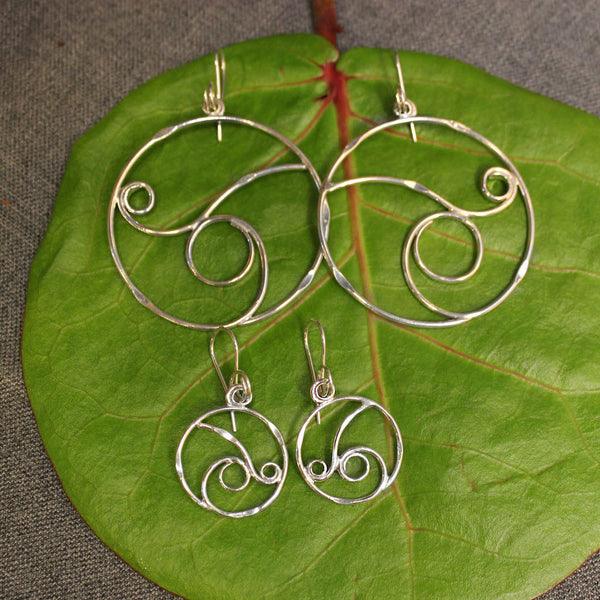 Water Sterling Silver Hoops 