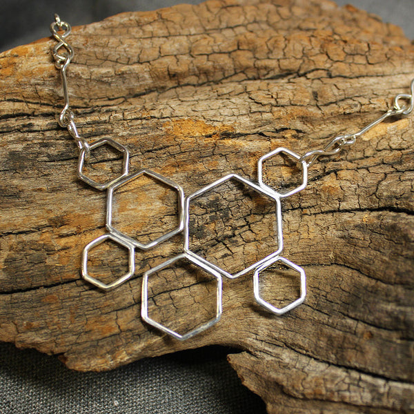 Honeycomb Sterling Silver Cluster Chain